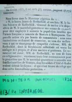 Les Rothschild donnent pour Mascara