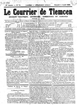 Courrier de Tlemcen :  recension des événements (1863 à 1924)